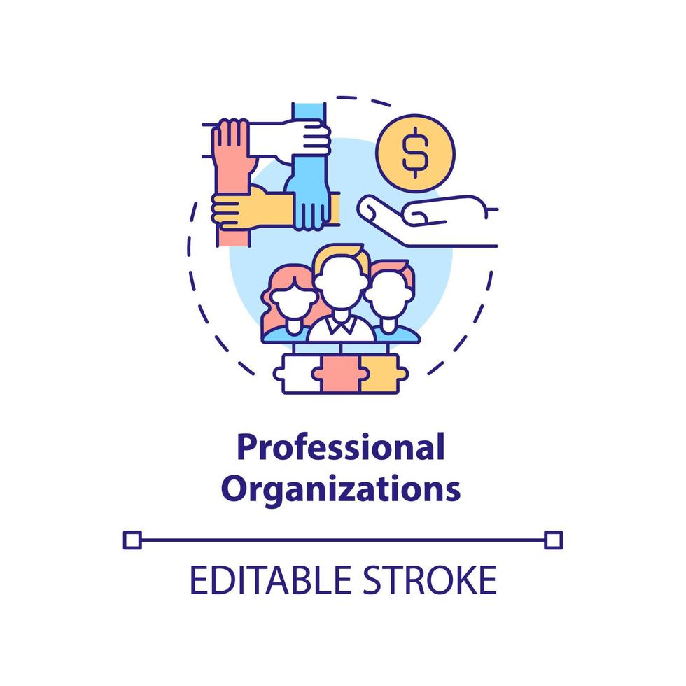 Professional organizations concept icon. Grants for workplace development abstract idea thin line illustration. Isolated outline drawing. Editable stroke. vector