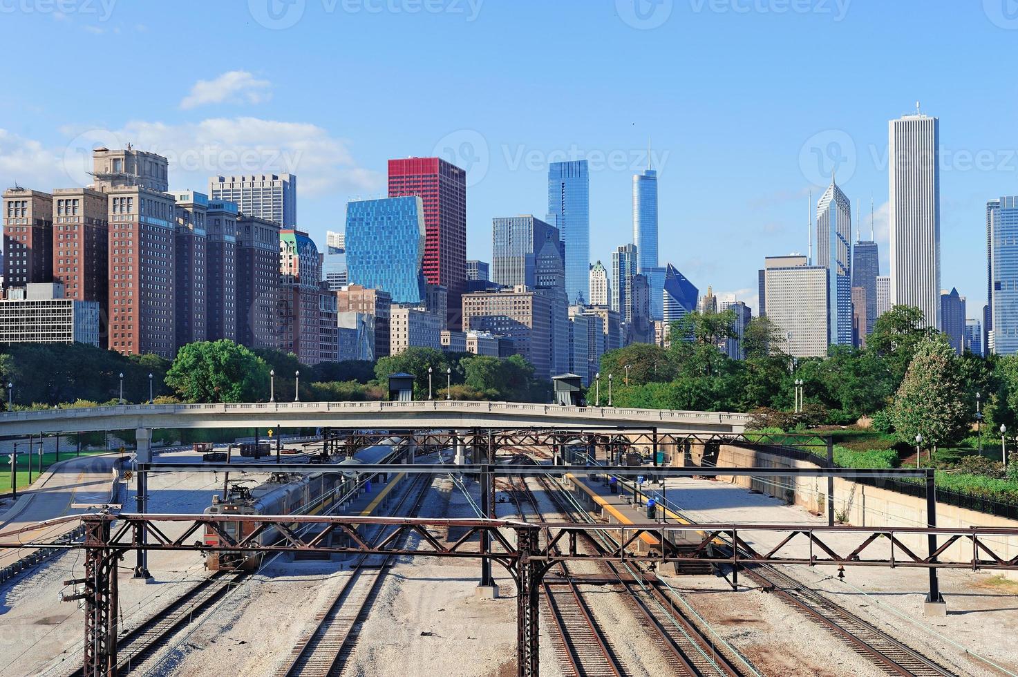 vista de los rascacielos de chicago foto