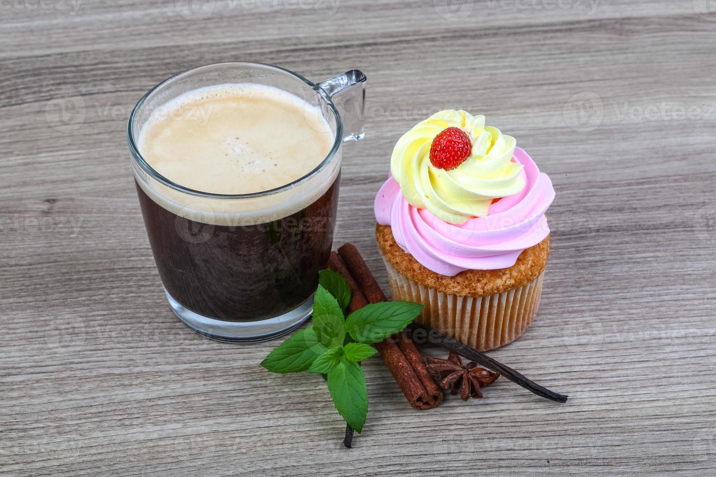 Cupcake with coffee photo