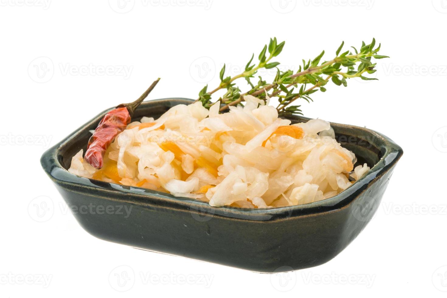 Fermented cabbage in dish photo