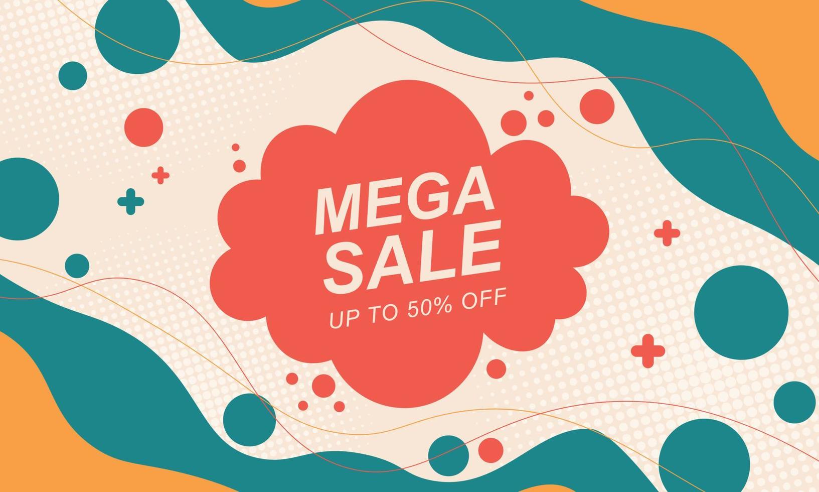 Sale banner background with fluid and halftone. vector