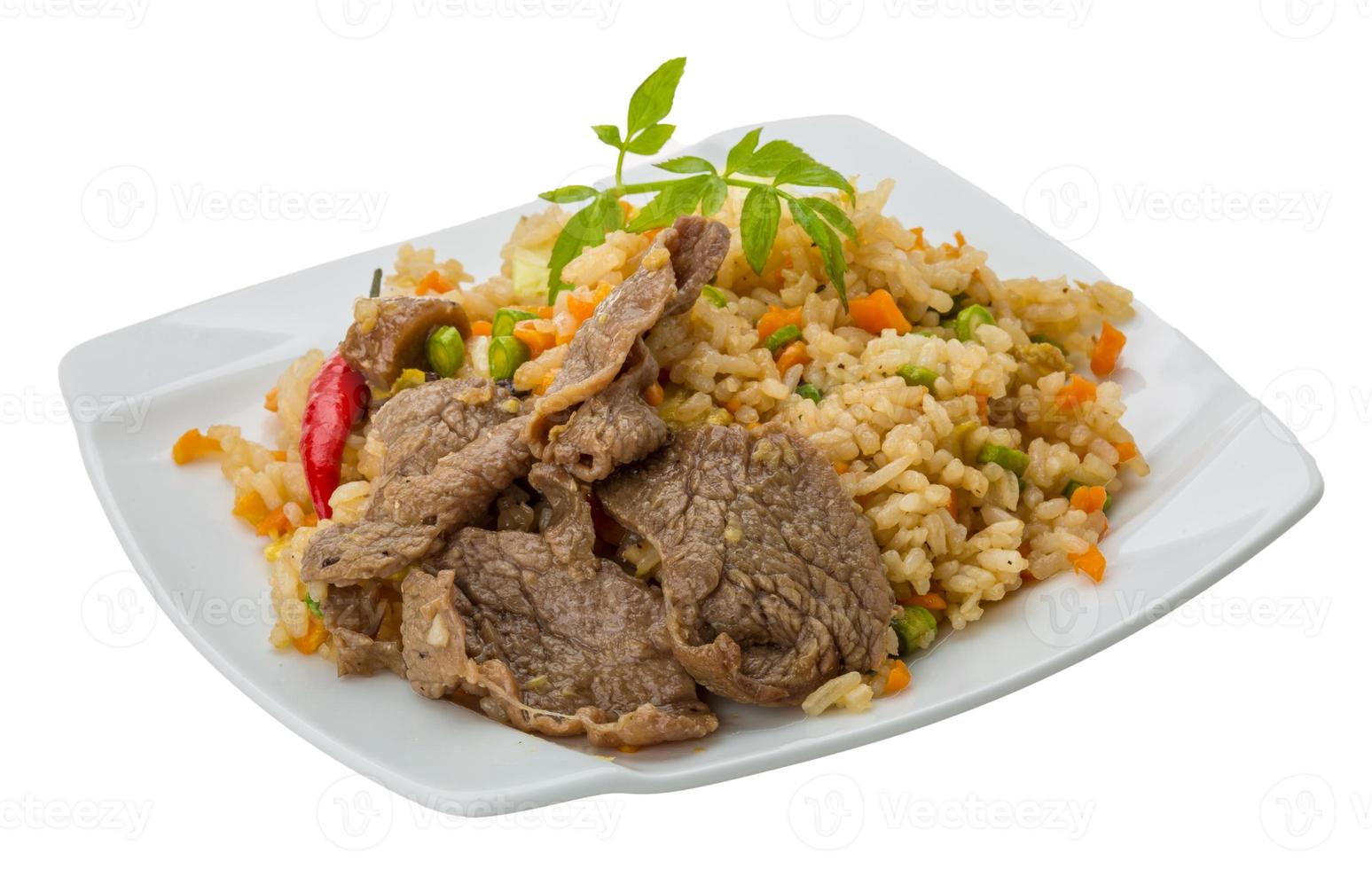 Fried rice with beef photo