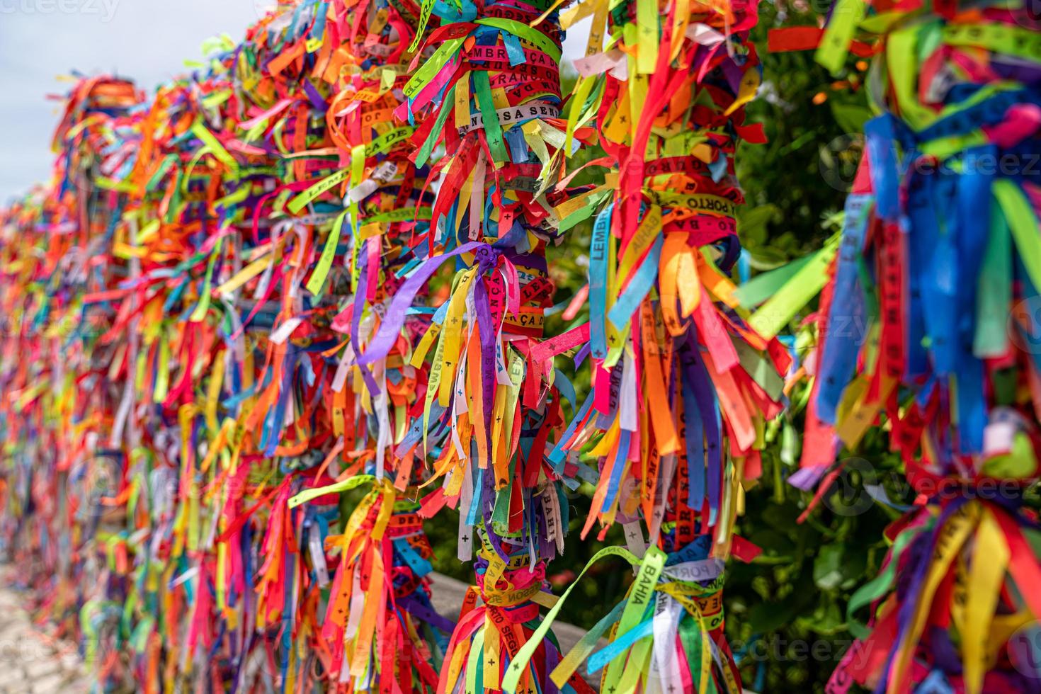 Close up Of Colorful Ribbons Against in Arraial D'Ajuda, Bahia, Brazil photo