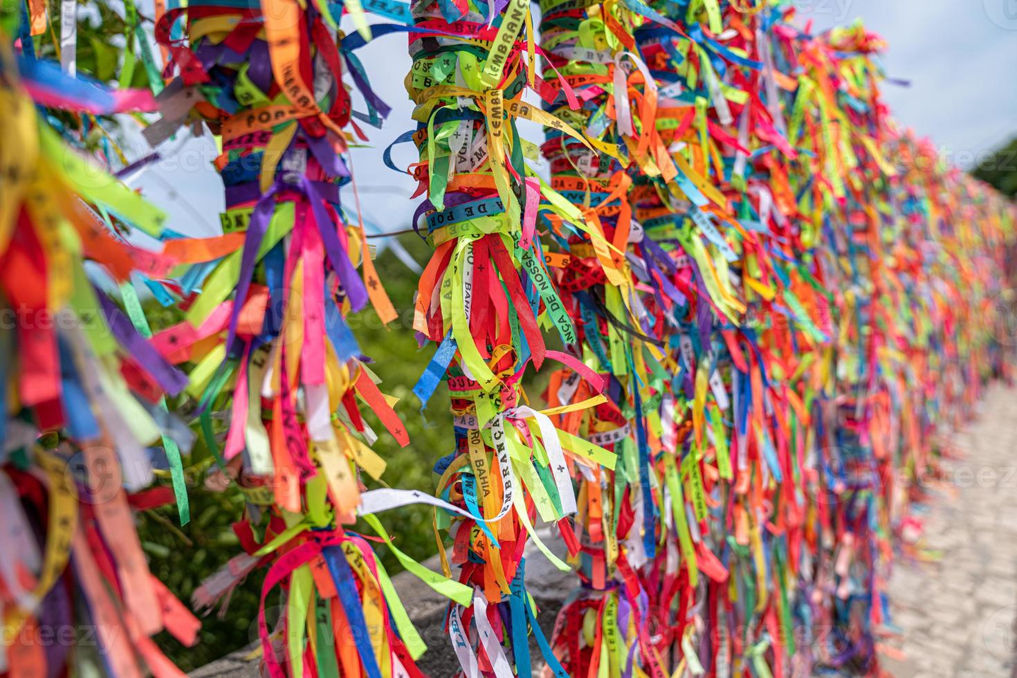 Close up Of Colorful Ribbons Against in Arraial D'Ajuda, Bahia, Brazil photo