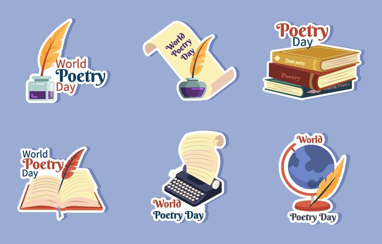 World Poetry Day Sticker vector
