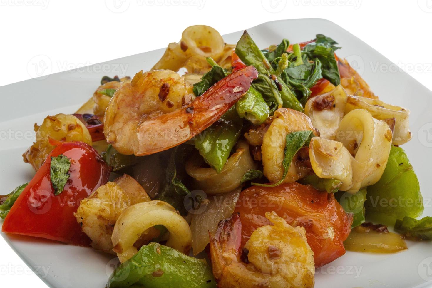 Seafood with vegetables photo