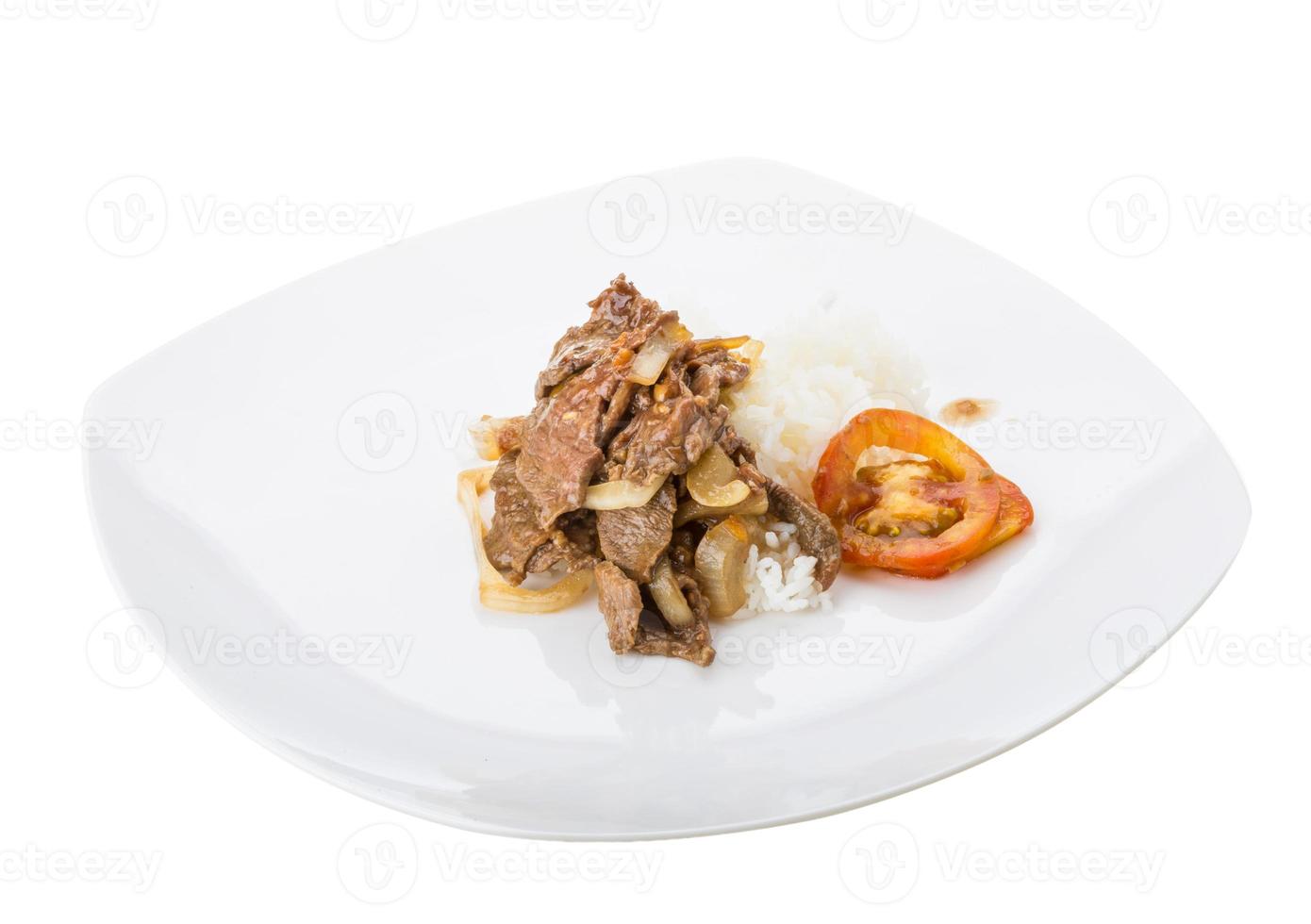 Beef with rice photo