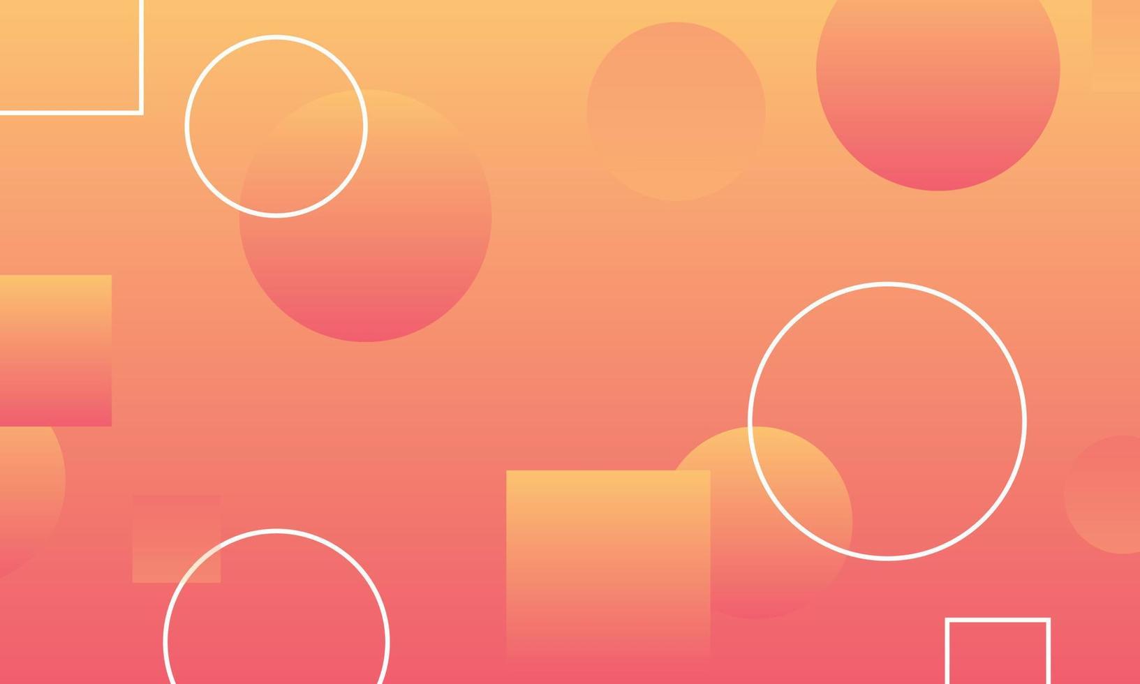 Orange gradient with circles and rectangles shape background. vector