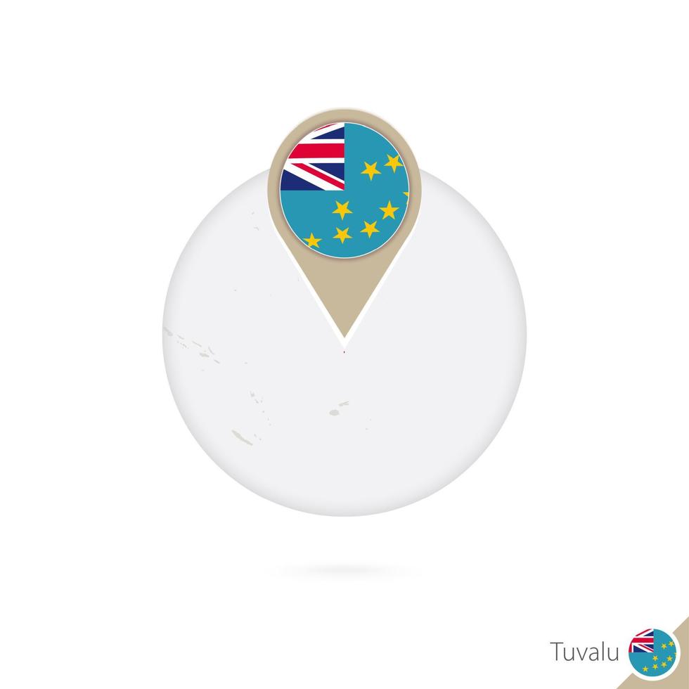 Tuvalu map and flag in circle. Map of Tuvalu, Tuvalu flag pin. Map of Tuvalu in the style of the globe. vector