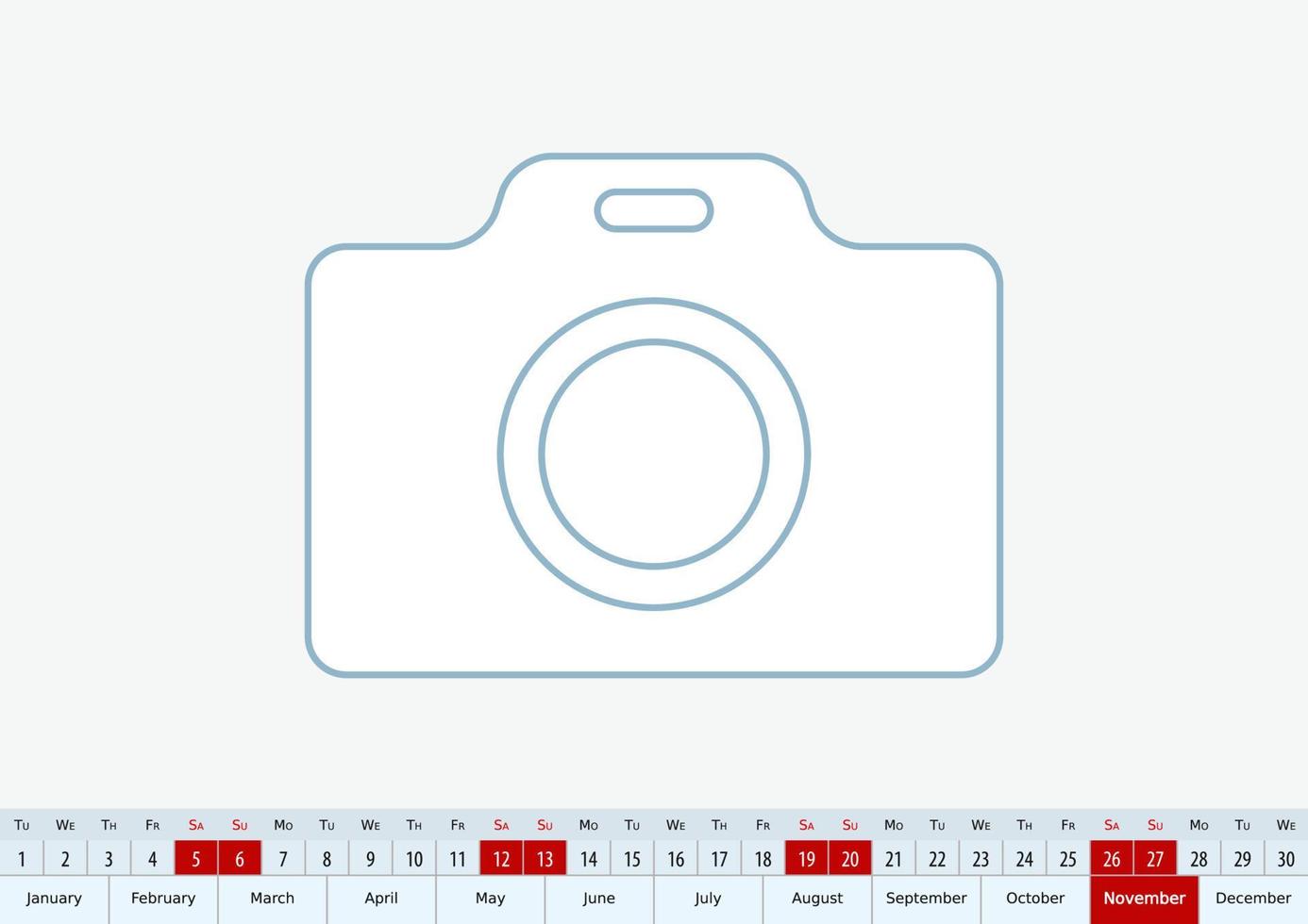 November 2022 for desk calendar. Vector template.