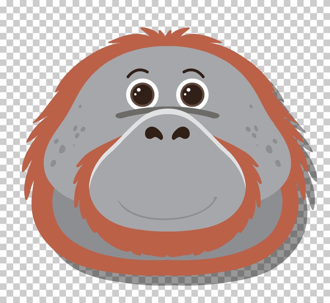 linda cabeza de orangután en estilo de dibujos animados plana vector