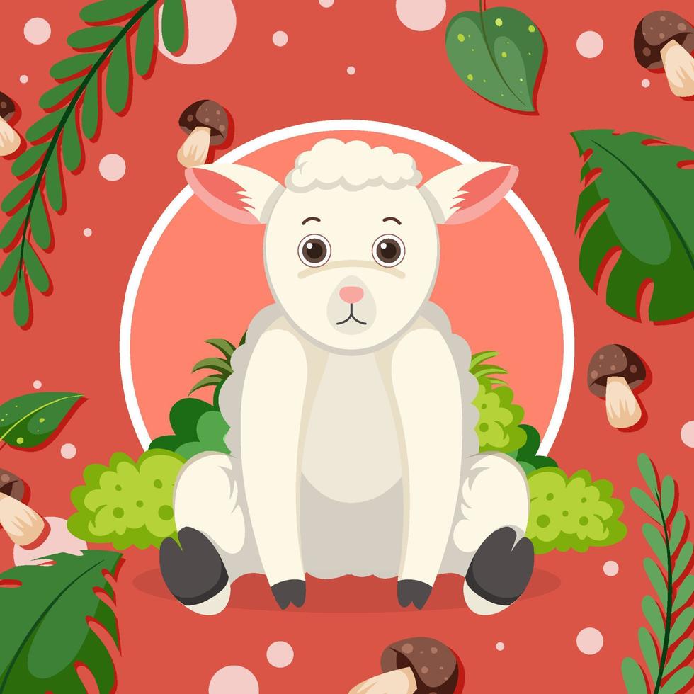Cute sheep in flat cartoon style vector