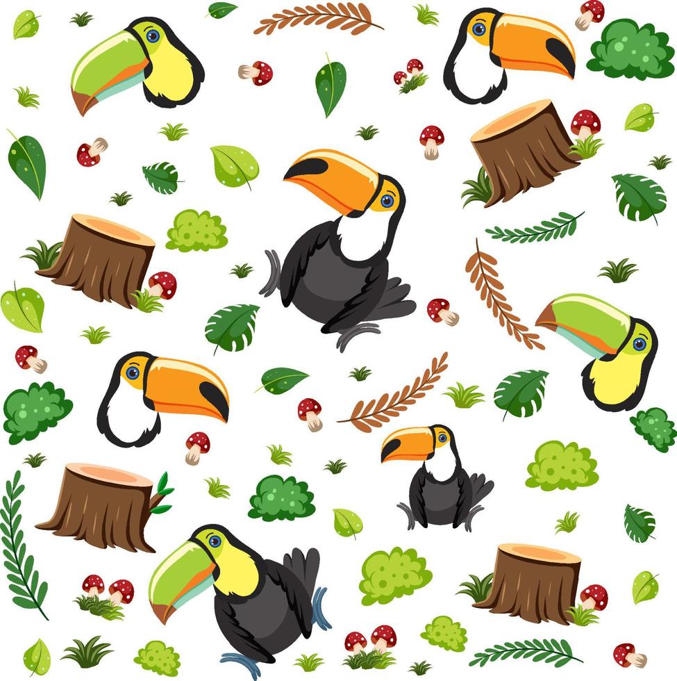 Cute toucan bird seamless pattern vector