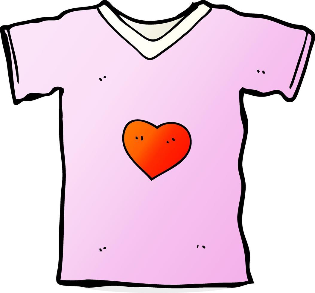 camiseta de dibujos animados con corazón de amor vector