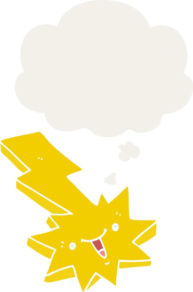 cartoon lightning strike and thought bubble in retro style vector