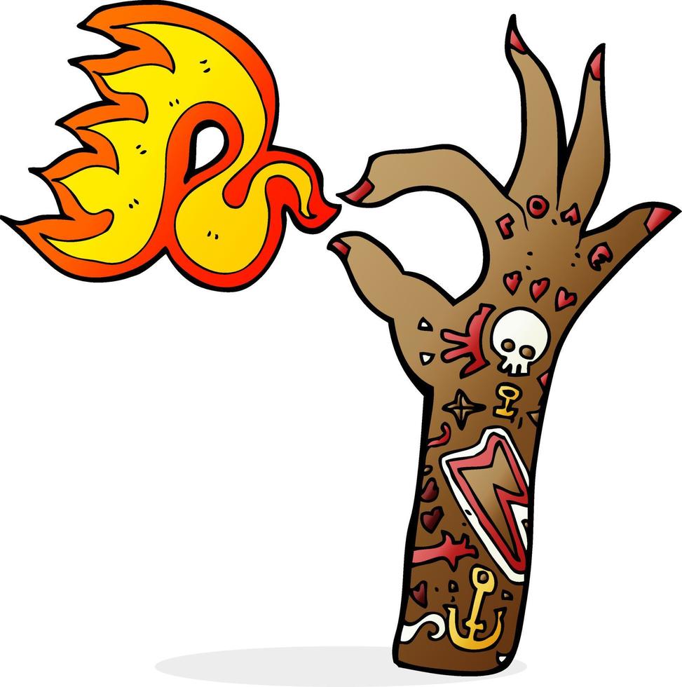 cartoon tattoo arm fire symbol vector