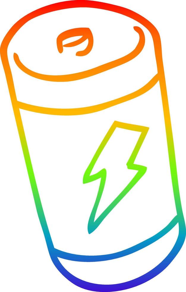 rainbow gradient line drawing cartoon battery vector