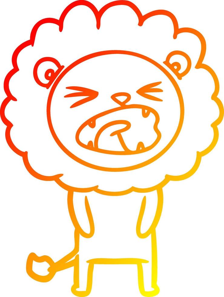 warm gradient line drawing cartoon lion vector