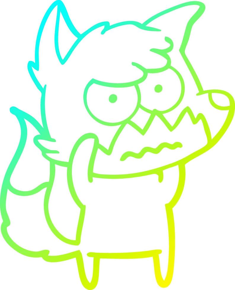 cold gradient line drawing cartoon annoyed fox vector