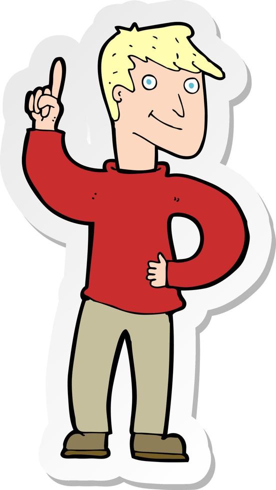 sticker of a cartoon man with great idea vector