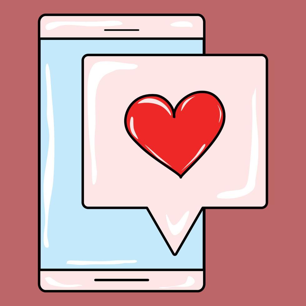 Message with red heart on phone vector