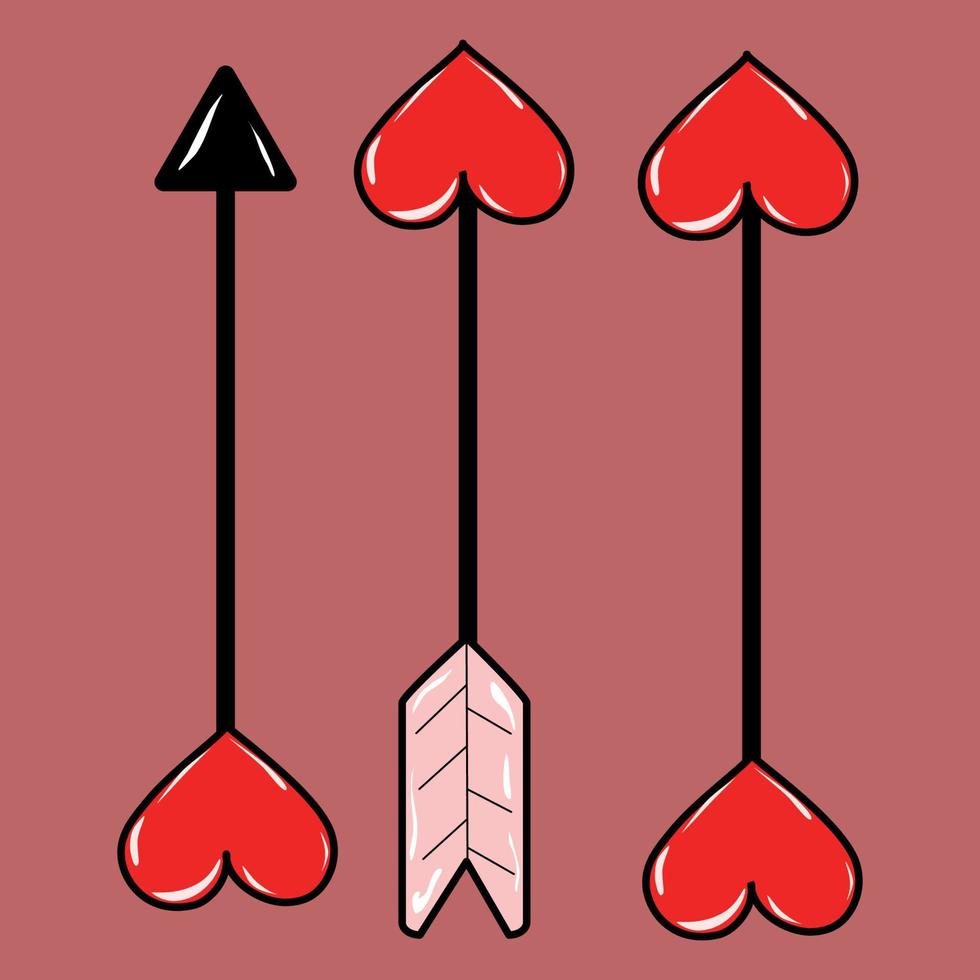 Three arrows with red heart vector