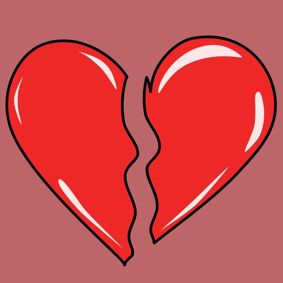 Broken red heart vector