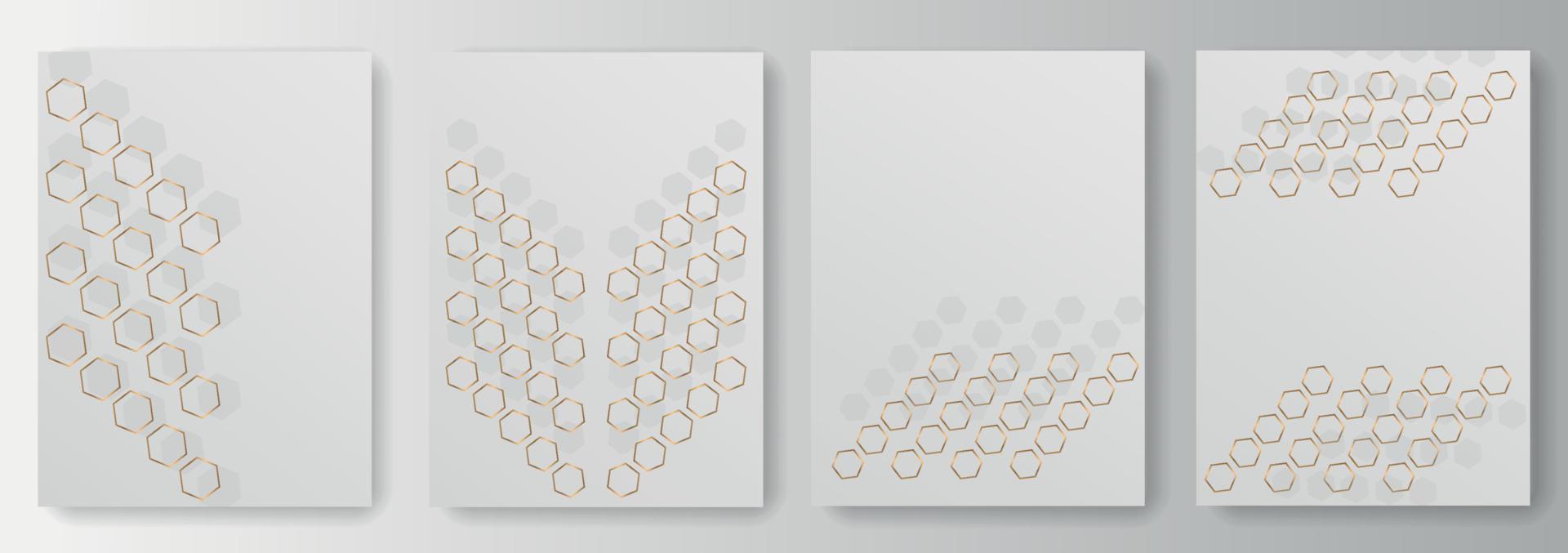 Collection of white gray backgrounds with polygons vector