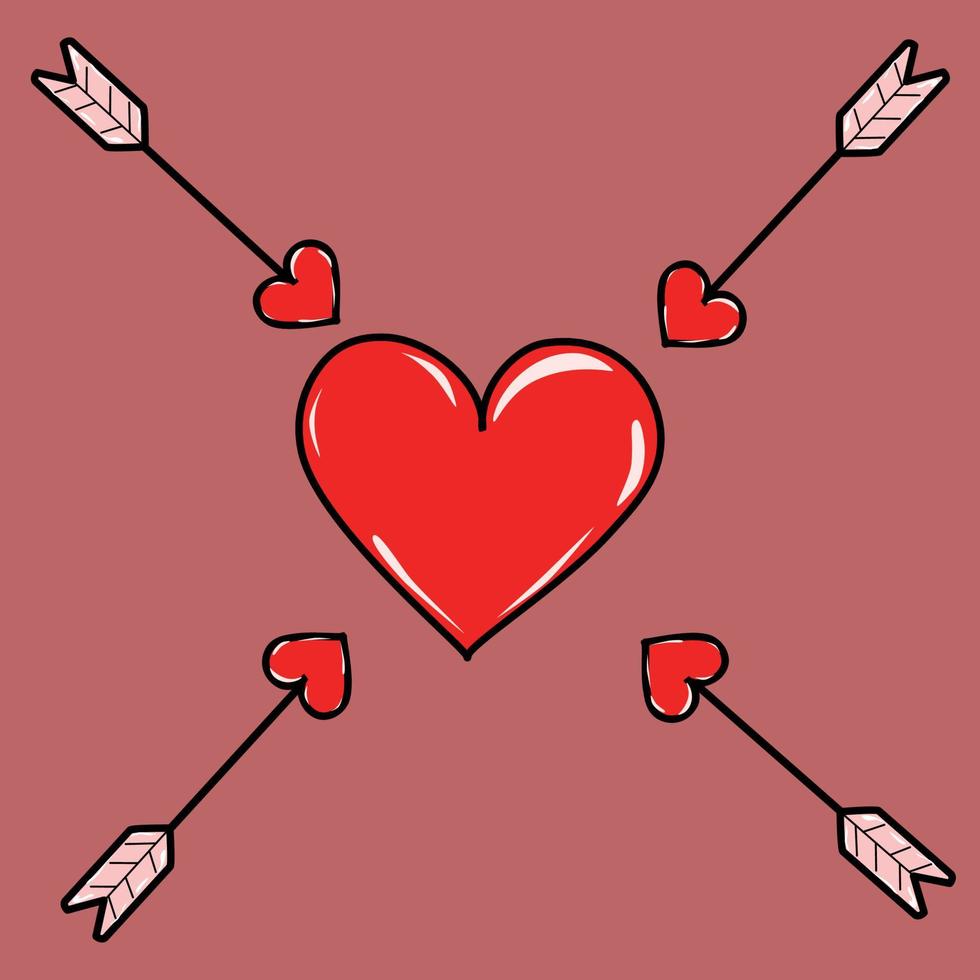 corazón y cuatro flechas vector