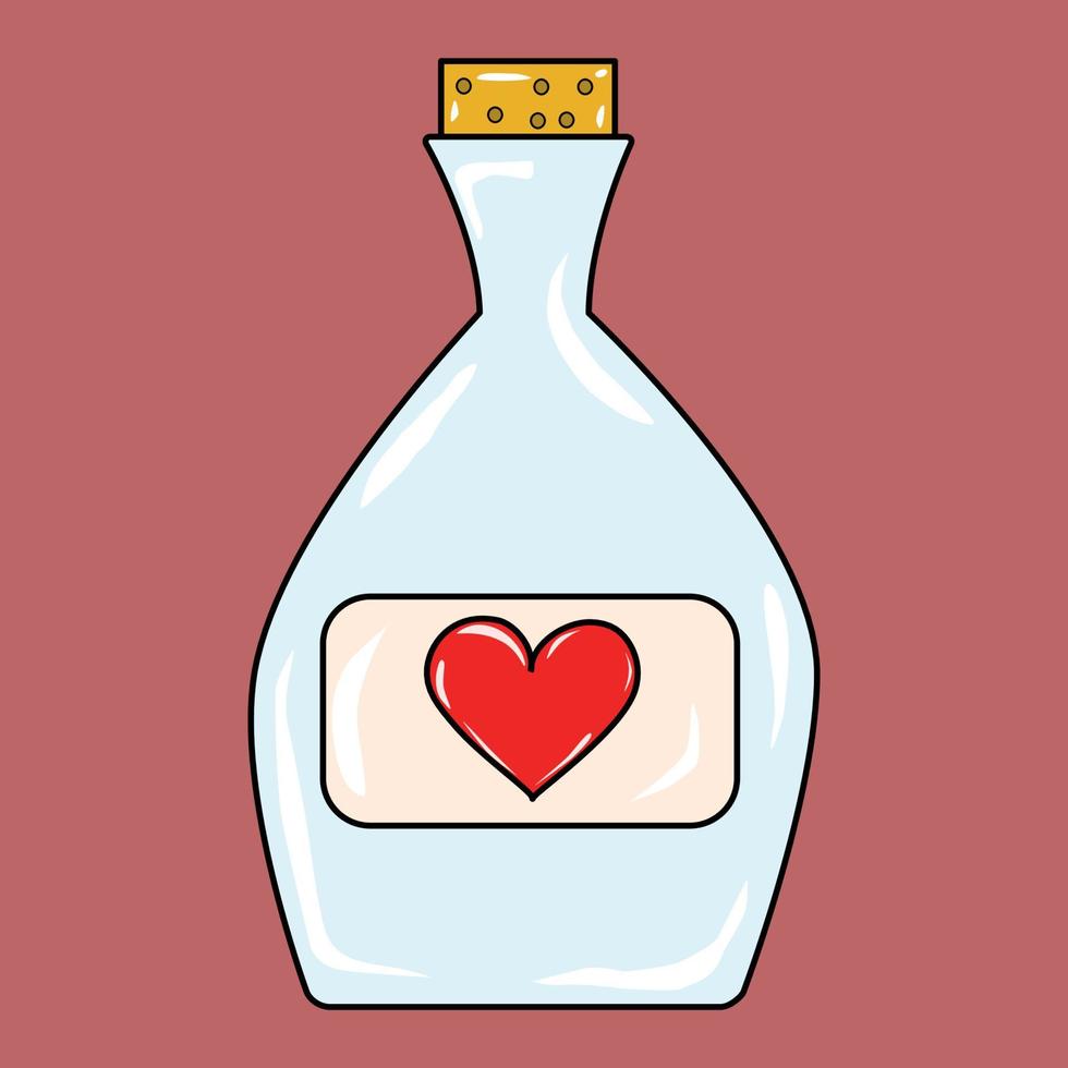 Bottle labeled with red heart vector