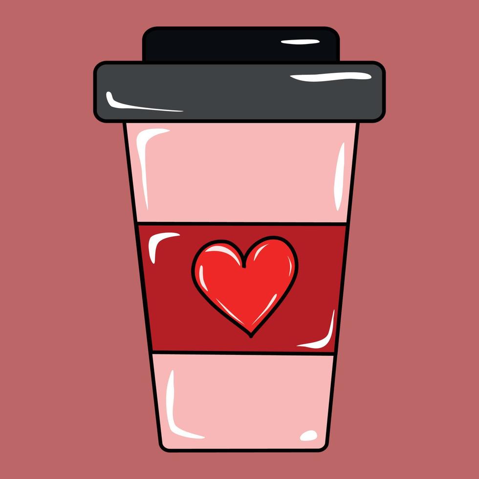 Coffee cup with red heart vector
