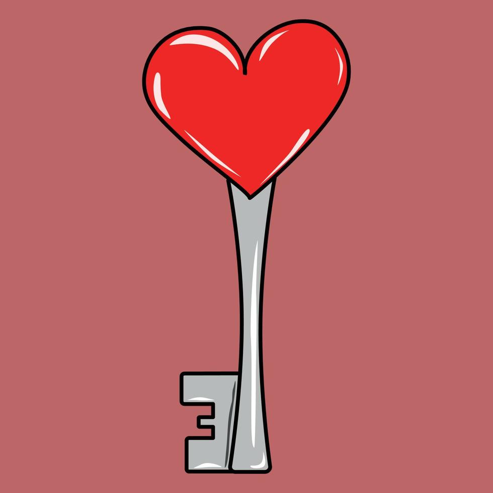 Key with red heart vector