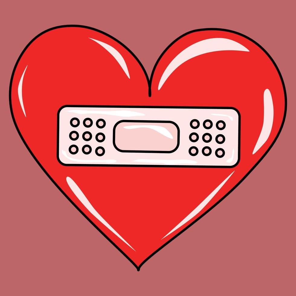 Red heart with band-aid vector