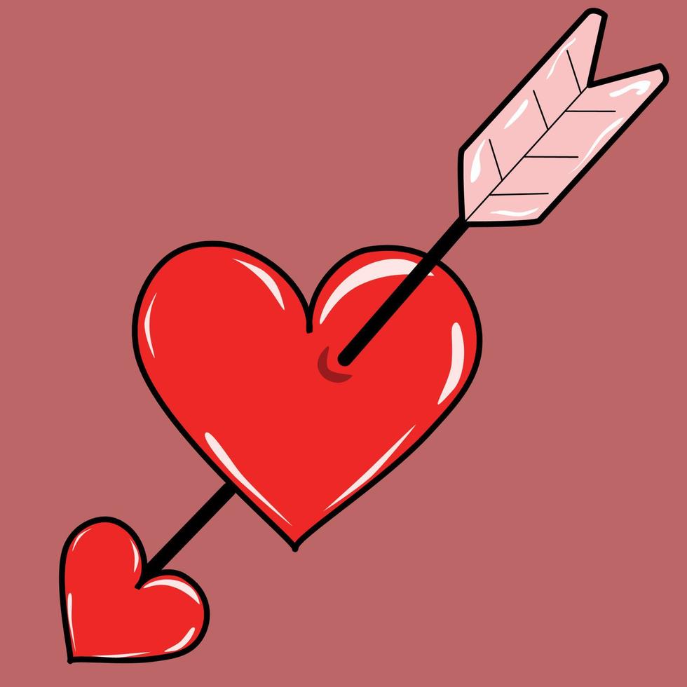 corazón rojo con una flecha vector