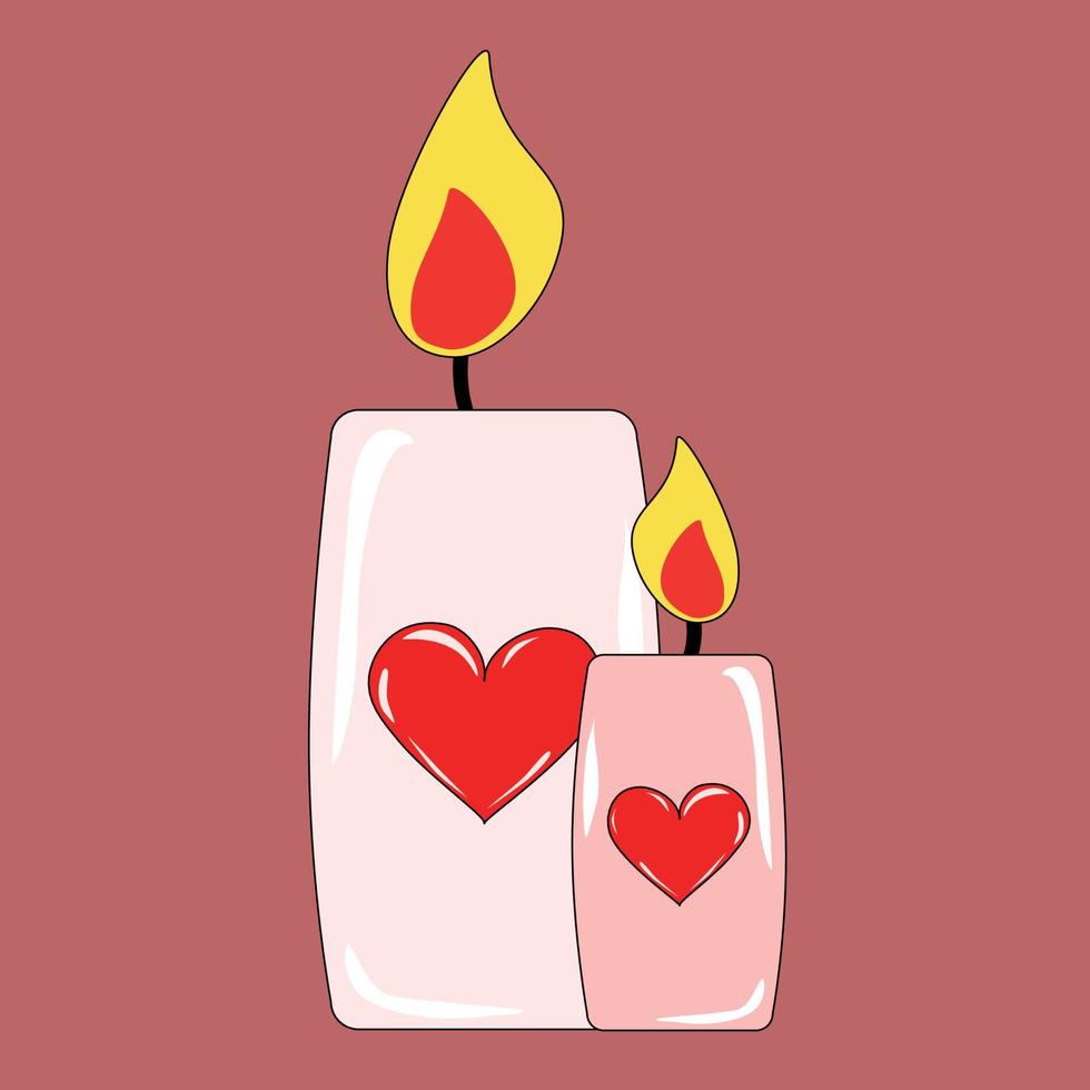 Two candles with a red heart vector