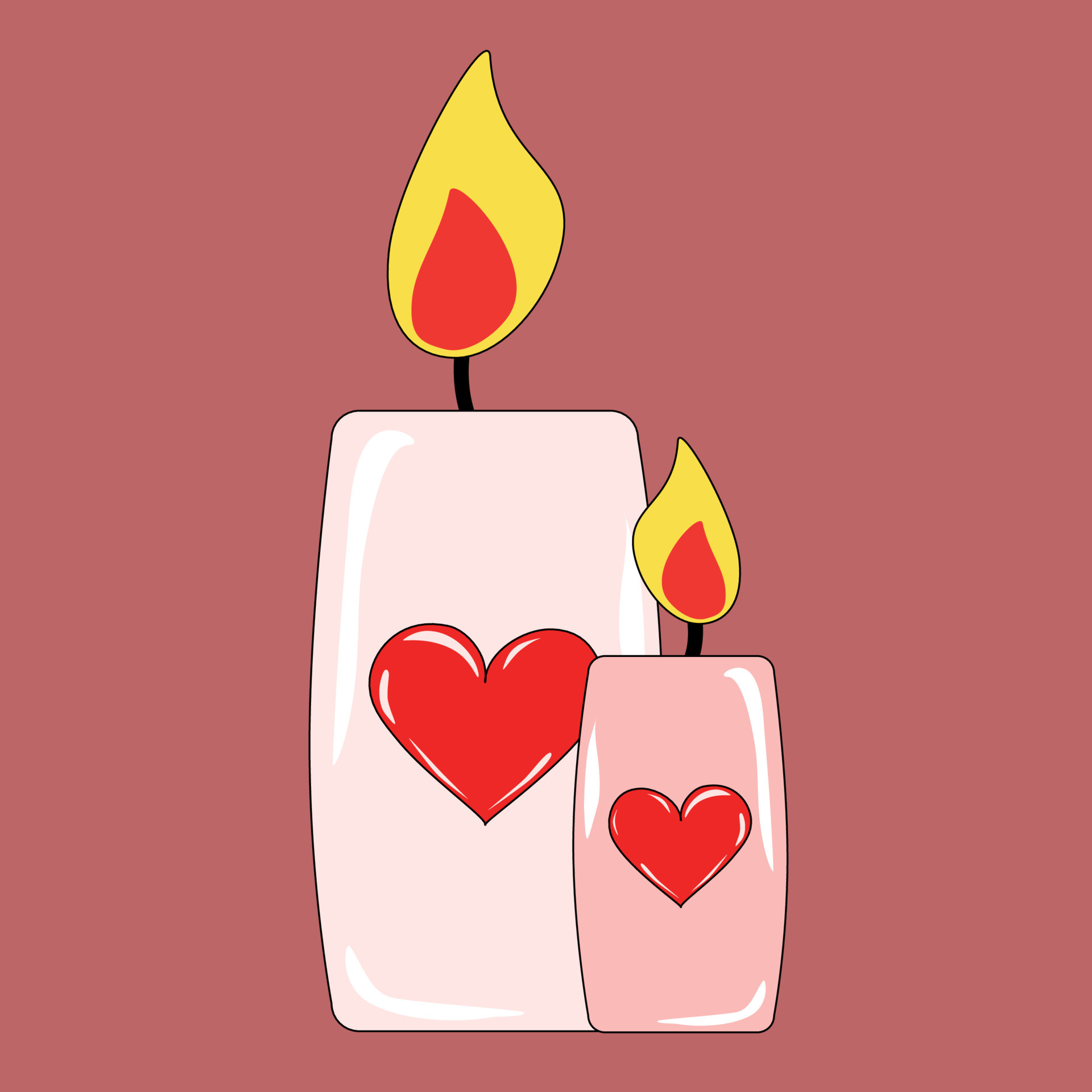 Two candles with a red heart 8412985 Vector Art at Vecteezy