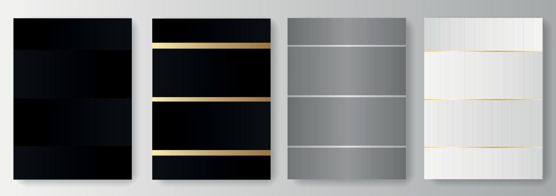 Collection of black and gray backgrounds with golden elements vector