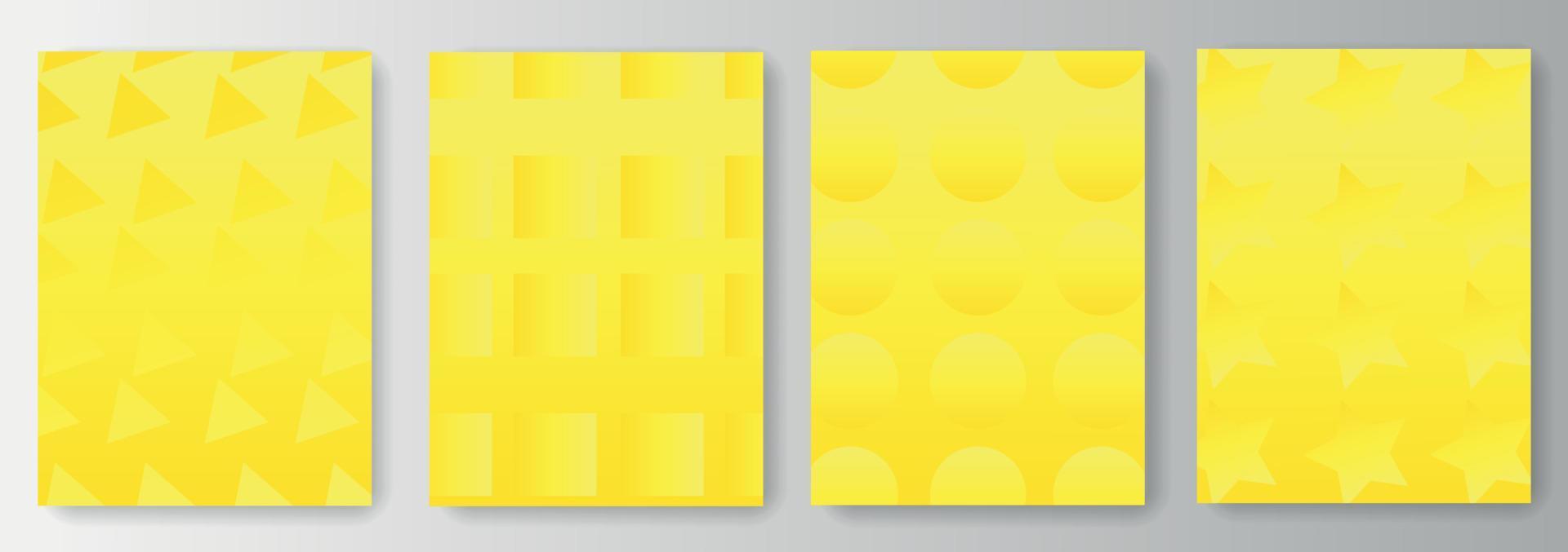 Collection of yellow backgrounds with geometric shapes vector