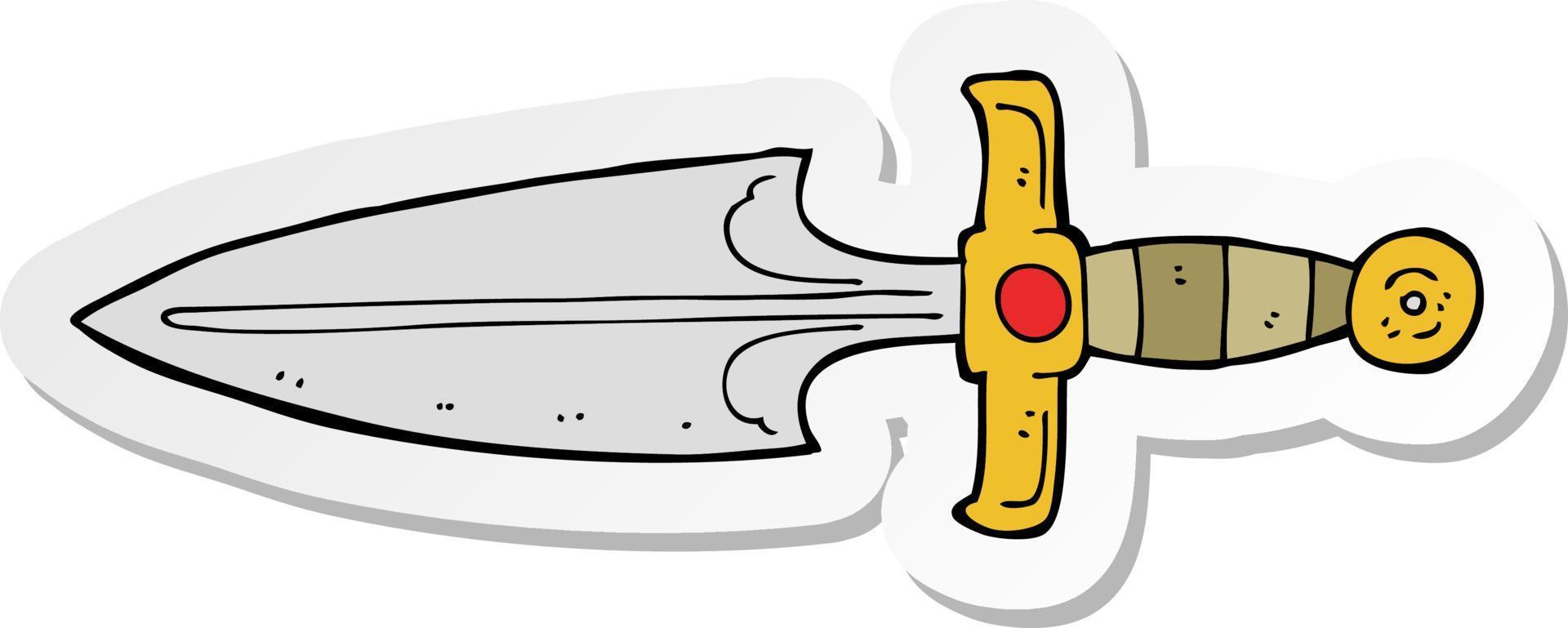 sticker of a cartoon dagger vector