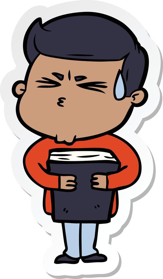 sticker of a cartoon man sweating vector