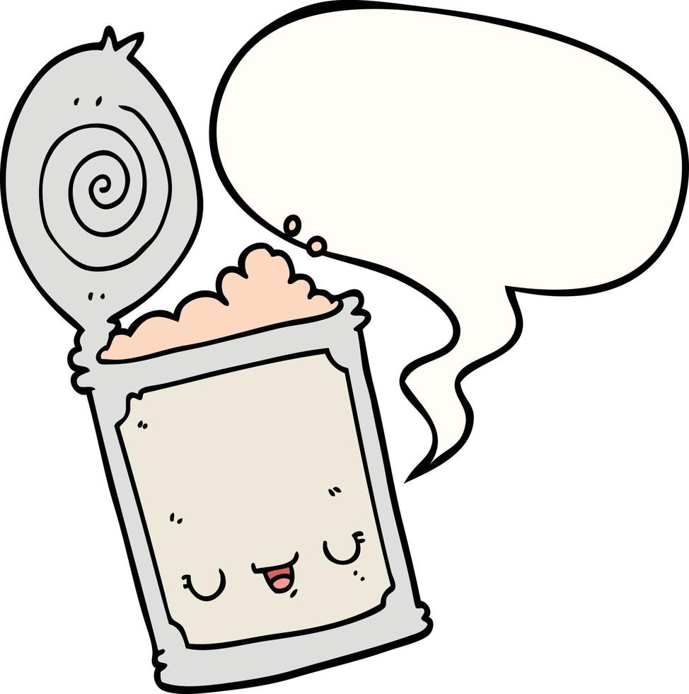 cartoon canned food and speech bubble vector