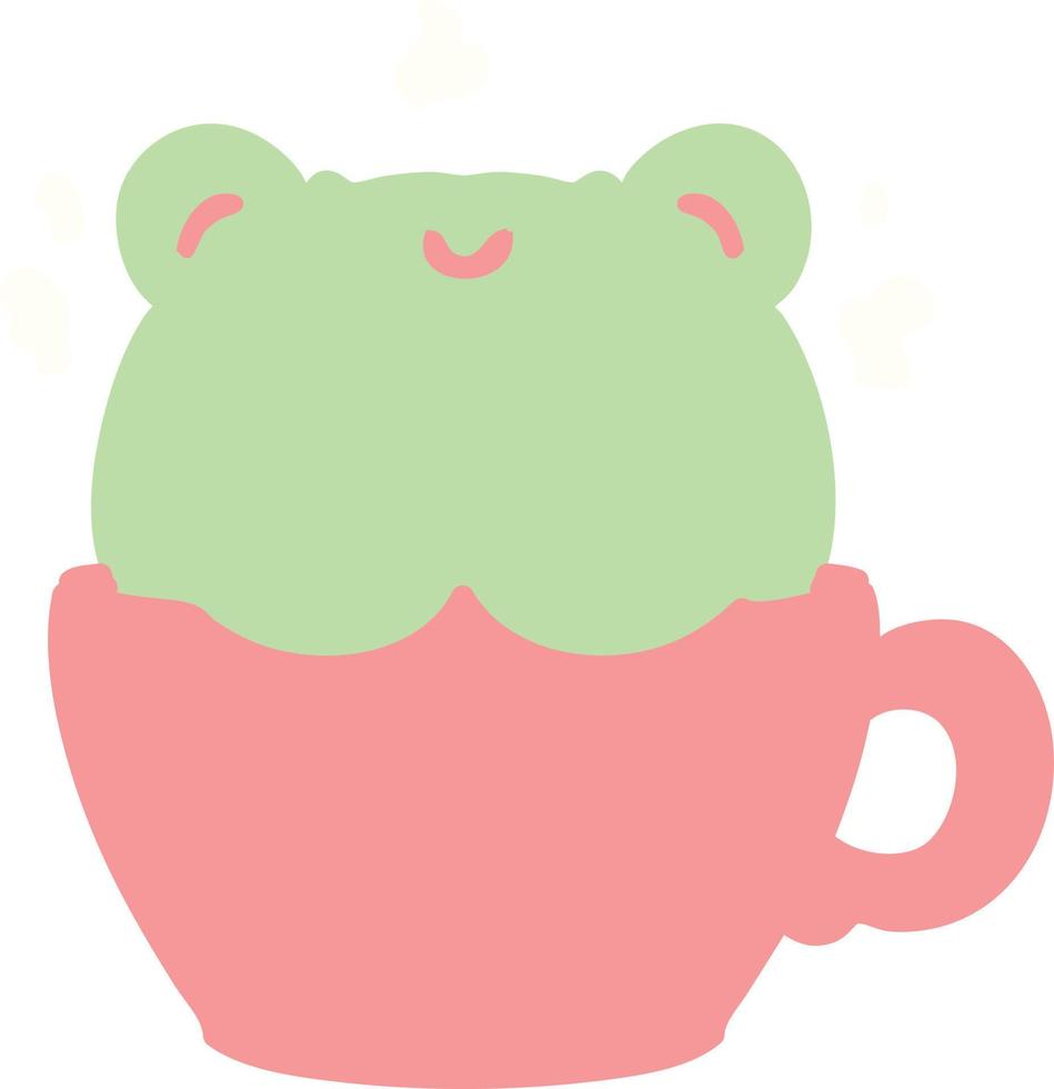 cute frog in coffee cup vector