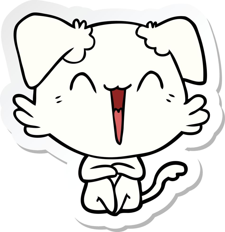 sticker of a happy little dog cartoon vector