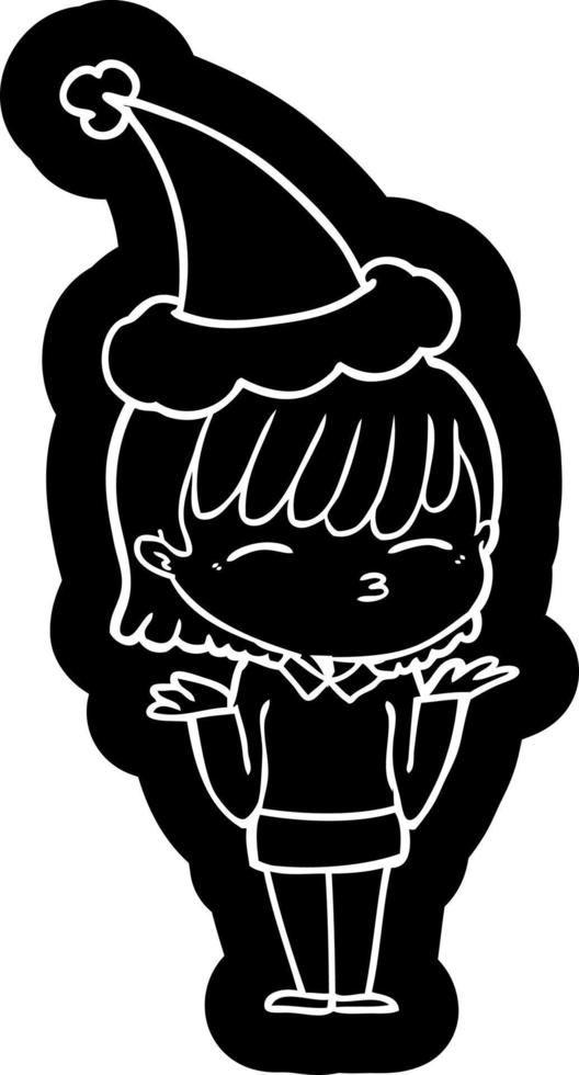 icono de dibujos animados de una mujer con sombrero de santa vector