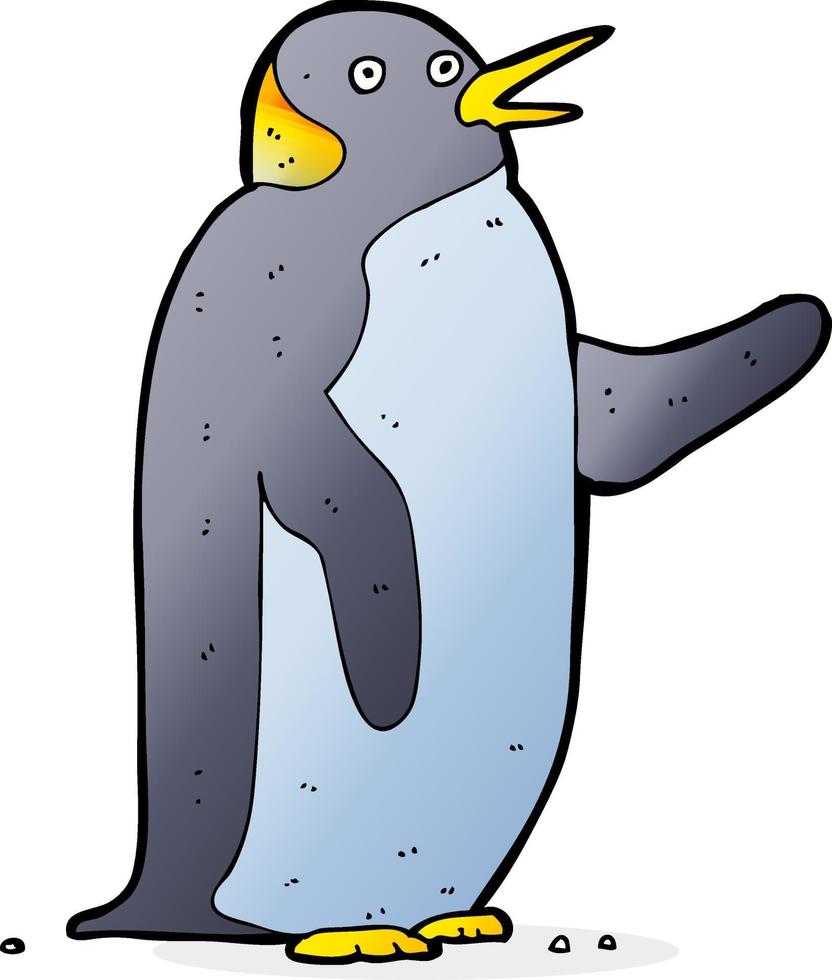 cartoon penguin waving vector