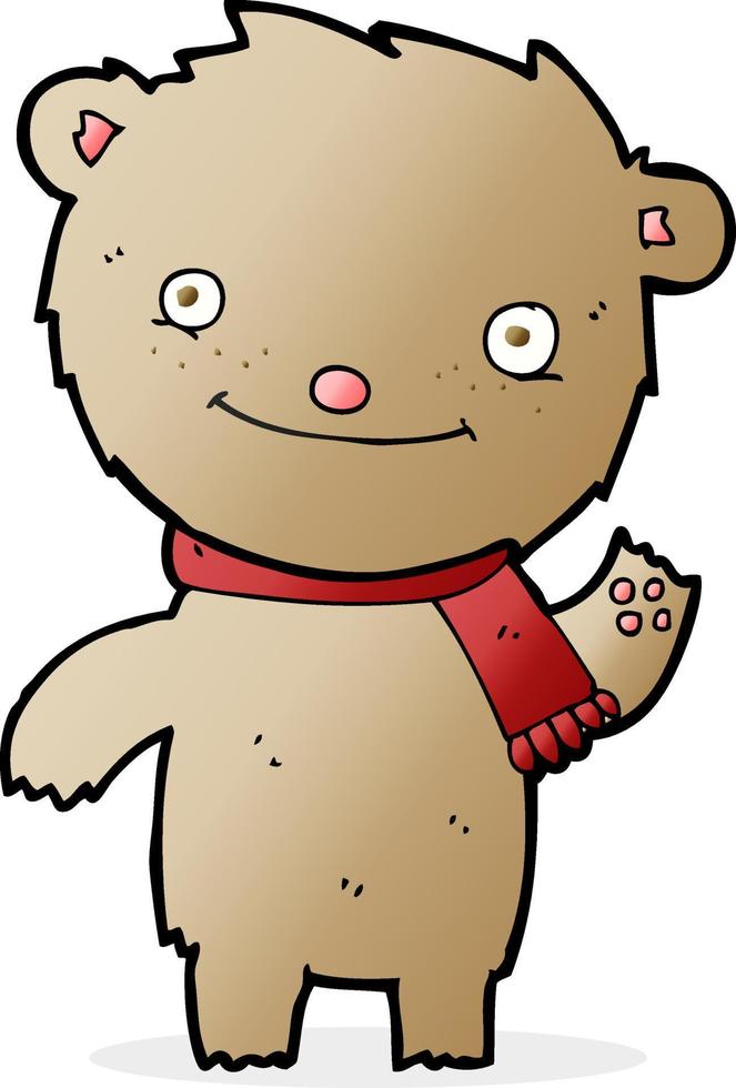 lindo oso de peluche de dibujos animados vector