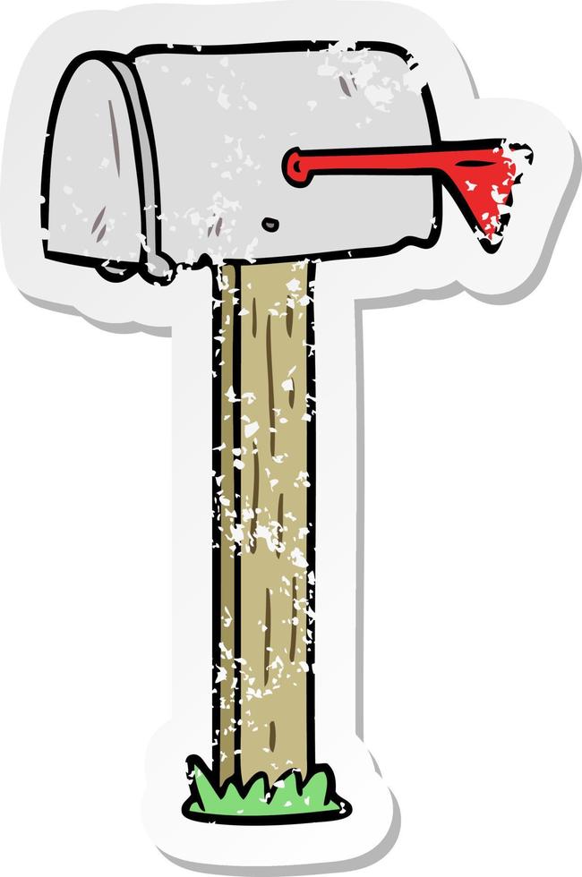 distressed sticker of a cartoon mailbox vector
