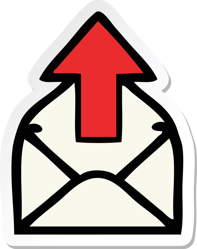 sticker of a cute cartoon email sign vector