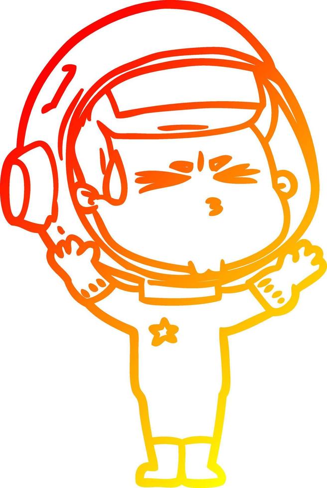 warm gradient line drawing cartoon stressed astronaut vector
