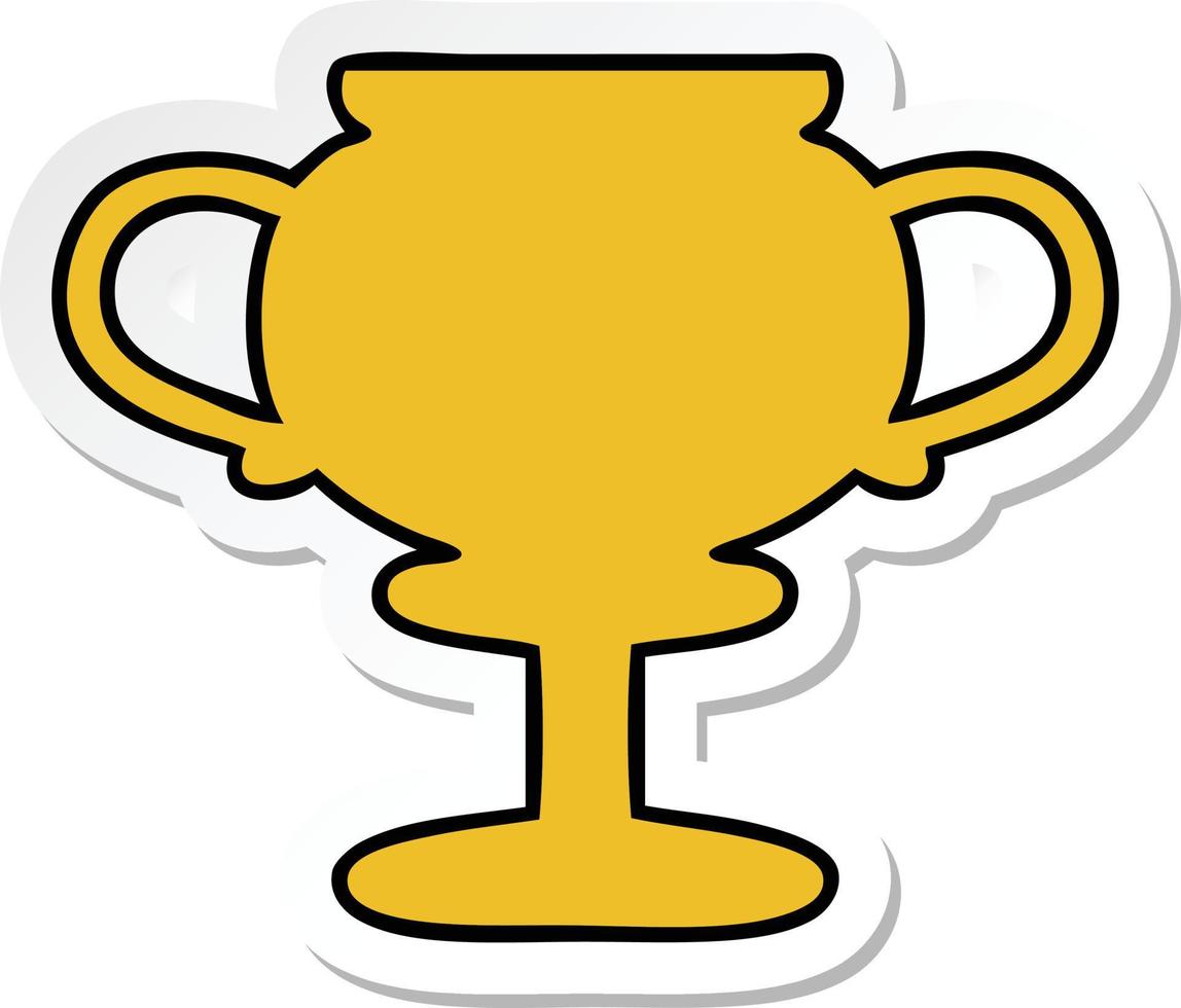 sticker of a cute cartoon gold trophy vector